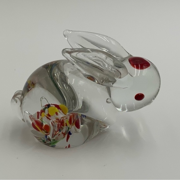 Small Art Glass Paperweight Bunny Rabbit Millefiori Flawless - Picture 3 of 6